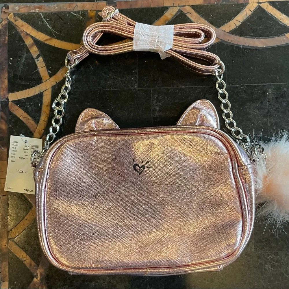 Justice Girls Kitty Purse, Pink‎ Glitter, Initial G, New With Tags